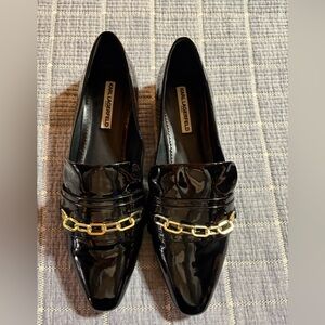 Karl Lagerfeld Paris Women’s Patent Leather Chain Loafers Black Size 11